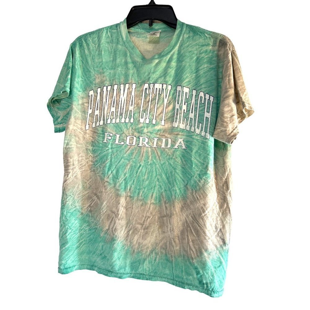 Destinations Womens Short Sleeve Graphic T-Shirt Green Tye Dye Size M
